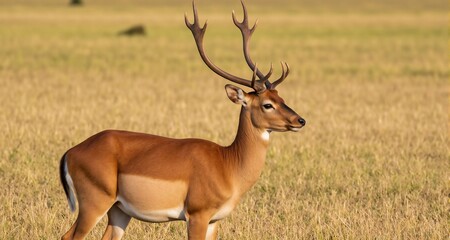 Naklejka premium Deer watching in the savanna
