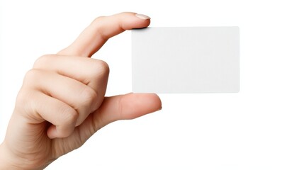 Obraz premium Hand Holding Blank Rectangular Object White Background