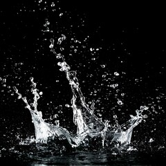 Water splash on black background