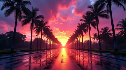 Obraz premium Sunset dreams ignite horizons, painting skies with endless wonder