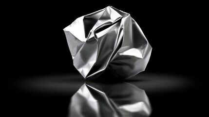 Crumpled Shiny Material Reflecting Dark Surface