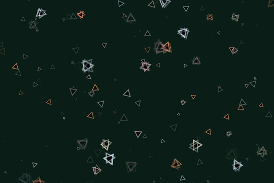 Abstract Geometric Design Scattered Triangles on Dark Green Background Pattern