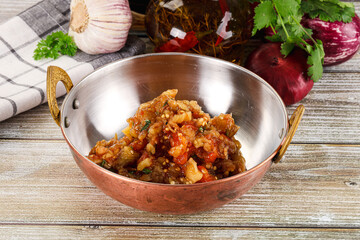 Grilled vegetables salad - Eggplant, tomato and pepper