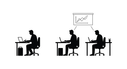 Business professionals presenting and working with technology a striking silhouette