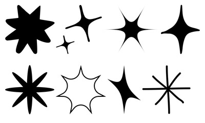 Obraz premium A collection of stylized black and white sparkling shapes adds whimsical charm to any design