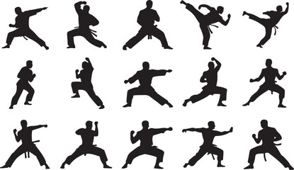 Karate kick silhouette vector on white background