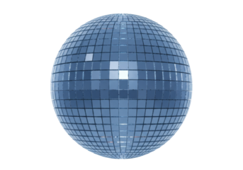 Shiny disco ball isolated on transparent background, mirror ball PNG for party and celebration design, retro and vintage style