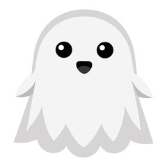Cute Halloween Ghost Cartoon Smiling, Adorable Colorful Spirit Illustration with Shape, Fun Friendly Spooky Character Design PNG