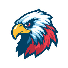 Obraz premium Illustration of eagle head with aggressive stare on white background