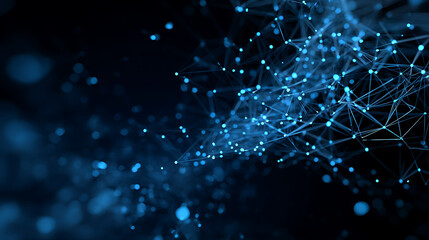 Modern glowing network of interconnected dots, perfect for illustrating complex technology, communications, and scientific concepts in a visually stunning way