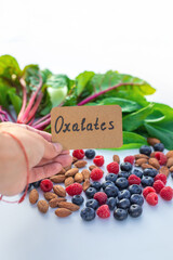 Products that contain oxalates. Selective focus.