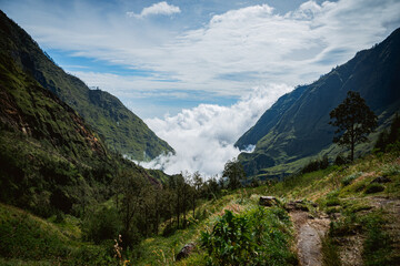 Fototapeta premium Exploring majestic mountain valleys indonesia landscape photography natural beauty panoramic view scenic adventure