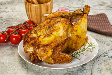 Homemade Grilled whole chicken with spices