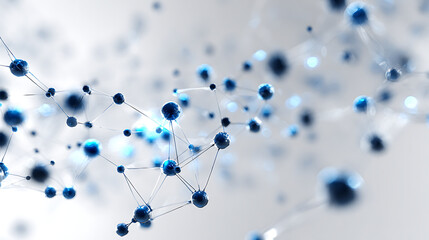 Intricate network of connected blue spheres, perfect for illustrating science, technology, or innovation concepts, highlighting interconnectedness and futuristic ideas.
