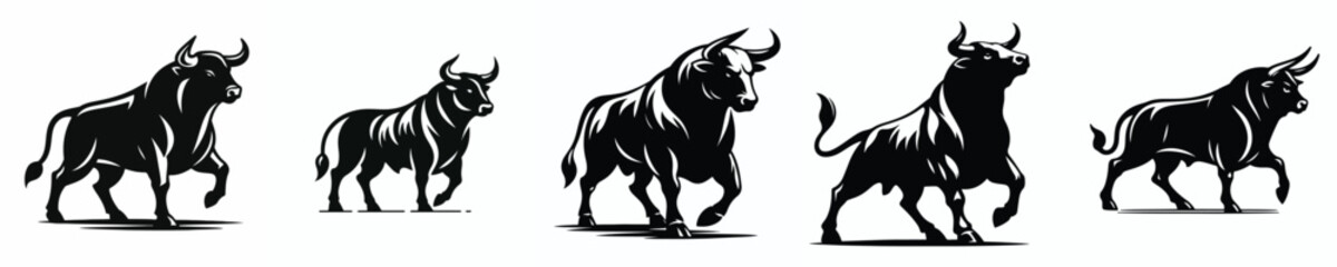 black and white silhouette vector of a bull