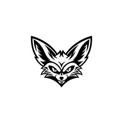 Fototapeta premium A symmetrical, stylized black and white image featuring the head of a cunning animal