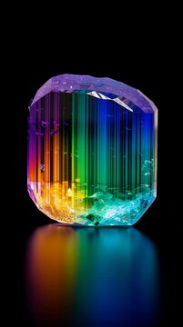 Beautiful Display of Polychrome Tourmaline Crystals Capturing Vibrant Light and Colors