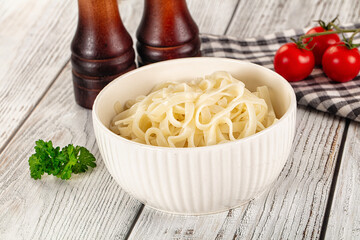 Boiled wheat asian udon noodles