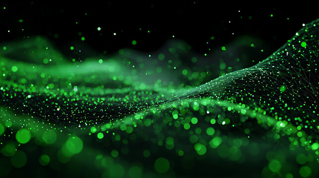 Stunning green network with glowing particles, a modern tech design for vibrant backgrounds, futuristic projects, and innovative presentations, eye-catching and professional - Powered by Adobe
