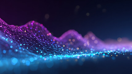 Stunning network visualization with vibrant blue and purple gradients, perfect for illustrating connectivity, data flow, and modern technology solutions