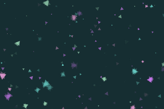 Abstract Pattern Featuring Floating Triangles in Teal, Purple, and Violet Hues