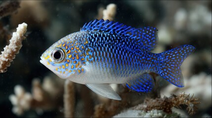 Obraz premium vibrant damselfish with electric blue