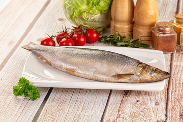 Raw whole salted herring fish