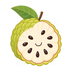 Custard apple fruit emoji style isolated on white background perfect for tropical fruit designs digital apps and healthy