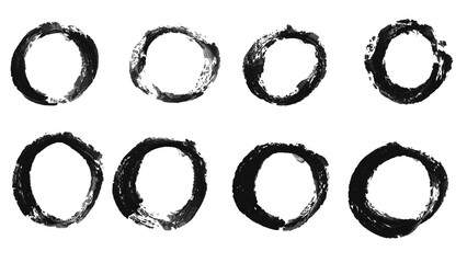 set of black circles transparent png. hand drawn rings