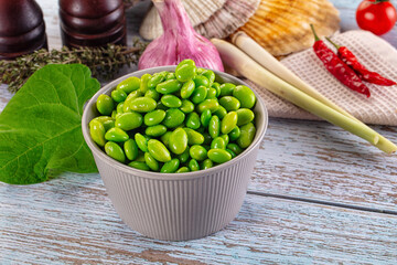 Edamame beans in the bowl