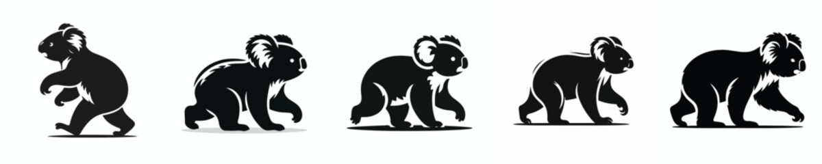 vector black and white silhouette of a koala