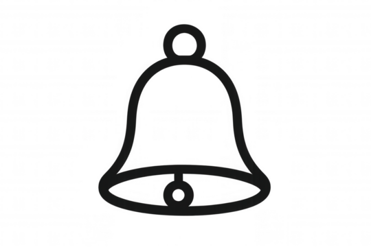 Bell icon symbolizing new messages, reminders, or important events across digital applications. Transparent background