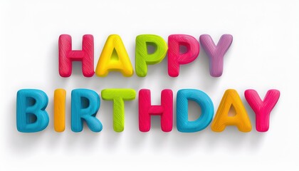 Fototapeta premium bright pastel happy birthday letters with playful shadows and copy space for banner or party background