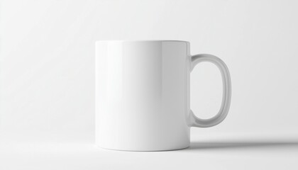 Obraz premium Clean White Ceramic Mug On White Background Perfect For Mockups, Packaging, And Advertising Purposes. Simple And Minimalistic Image.