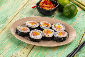 Koream homemade roll Kimbap with nori seaweed