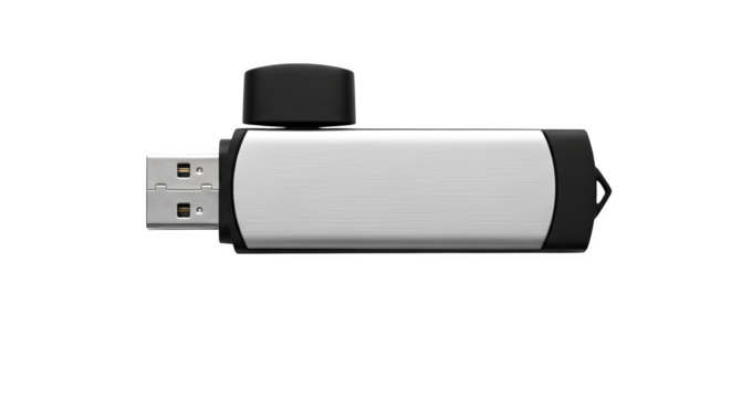 Modern usb flash drive isolated on transparent background, a portable storage device for transferring data, ensuring convenient and secure file management