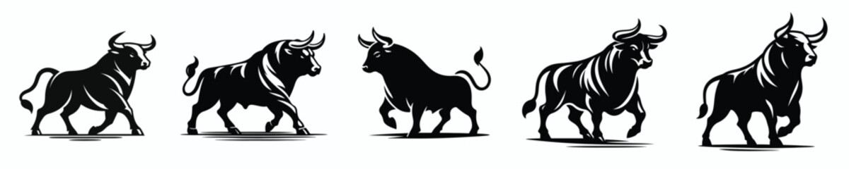 black and white silhouette vector of a bull