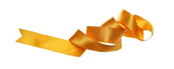 Yellow ribbon flying isolated on white background, clipping path