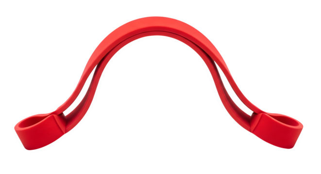 Red rubber luggage connector isolated on transparent background, a simple and effective way to connect two suitcases together for easier transport