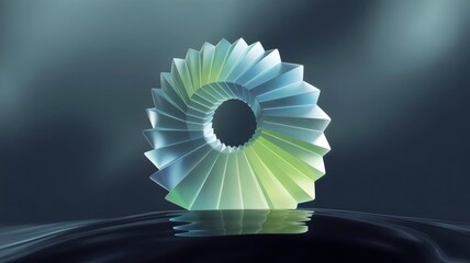 Obraz premium Luminous stepped spiral structure resembling seashell – Great for architecture visuals, abstract art, or modern design concepts