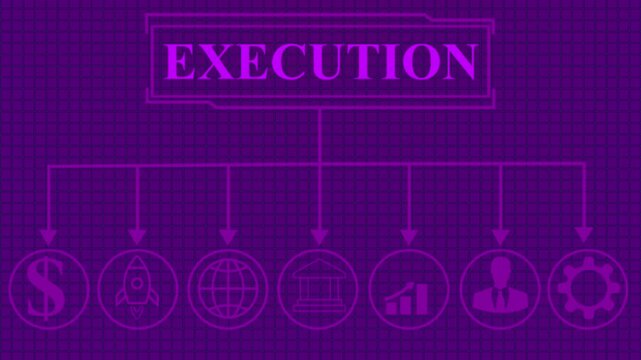 execution concept depicting business process , business insights from large data sets,A business professional&rsquo;s hand initiates a strategy execution step on a digital interface symbolizing decision 4K,