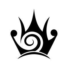 Silhouette crown with abstract spiral concept royal minimal elegant design vector illustration with white background