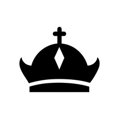 Fototapeta premium Silhouette crown with cross on top minimal royal religious concept vector design with white background