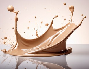 liquid foundation splash with scattered droplets showcasing texture and flow