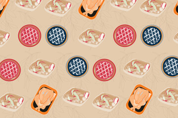 Thanksgiving Seamless Pattern Flat vector illustrations, clean lines For Wrapping paper, social media templates, tote bag prints, planners, Fabric, Wallpaper
