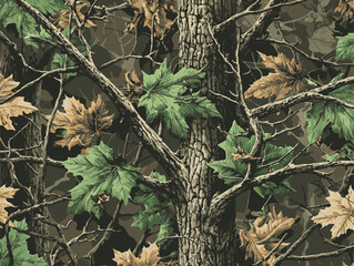 Real tree forest camouflage seamless pattern design for hunting and military uniform. Hunting camouflage. Camouflage pattern .