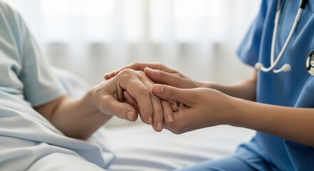 Caring nurse with elderly patient - compassionate healthcare support