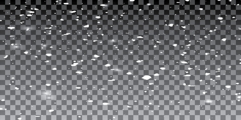  snow with snowflakes and clouds. Vector heavy snowfall, snowflakes in different shapes