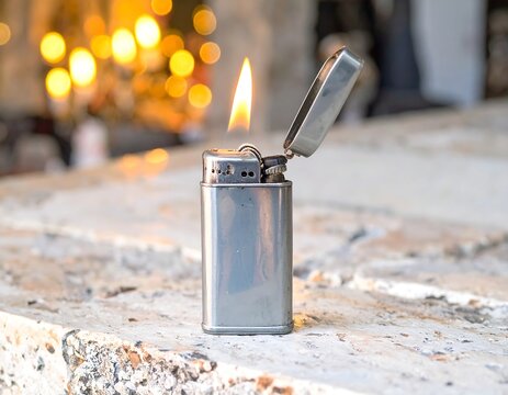 Vintage lighter on a textured surface