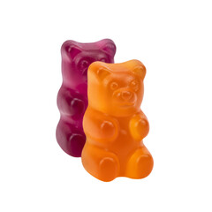 Colorful gummy bear duo isolated on transparent, playful candy sweets delicacy, perfect for